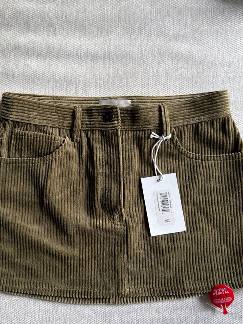 Frame Denim Corduroy Skirt in Olive Green